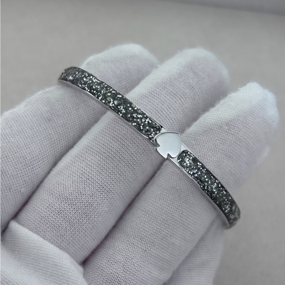 Kate Spade New York Silver-Tone Everyday Spade Glitter Enamel Bangle Bracelet - Picture 7 of 7